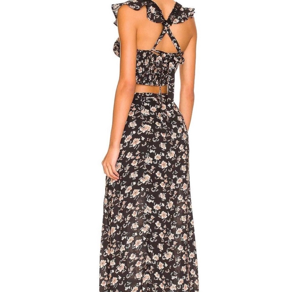 Free People Bijou Floral Midi Skirt Set Size 4 Black Pink‎ NWOT - Picture 3 of 13
